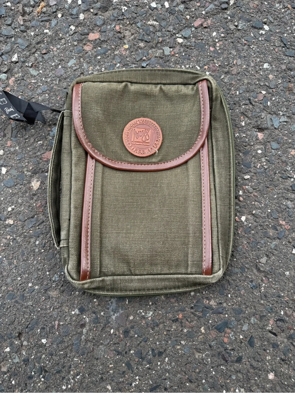 Gregg Canvas Book Bag with Brown Trim - bookmark